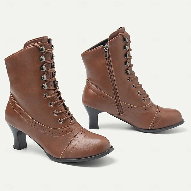Parfait Élégance™ | BOTTES À LACETS MI-TALONS AVEC FERMETURE ÉCLAIR
