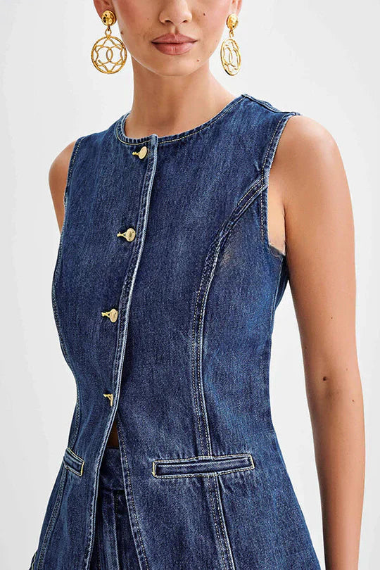 Parfait Élégance™ | VEST EN DENIM À BOUTONNAGE