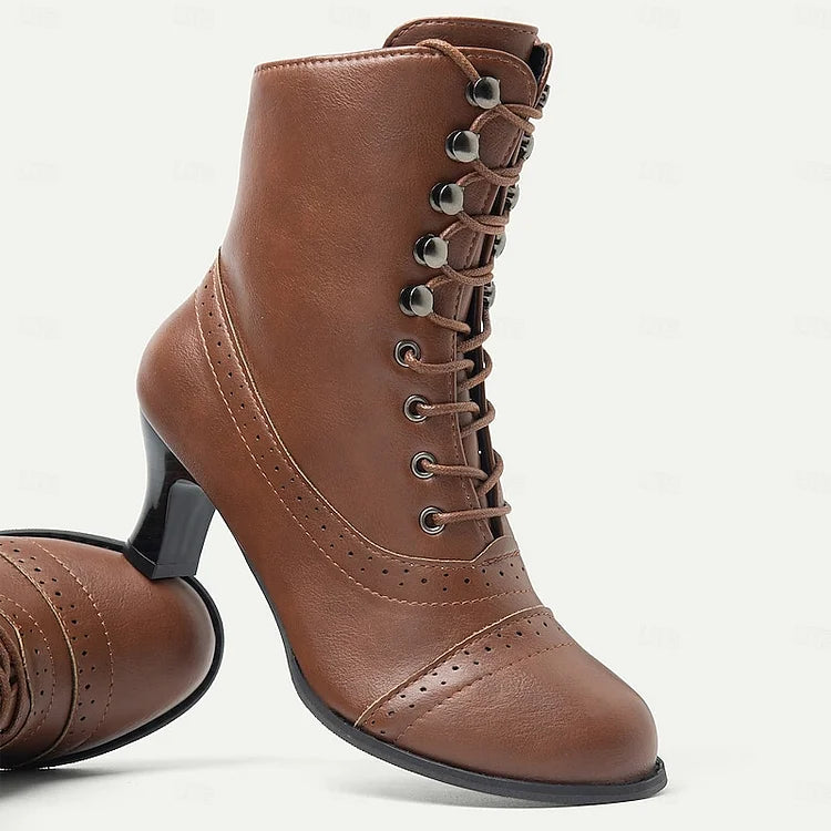 Parfait Élégance™ | BOTTES À LACETS MI-TALONS AVEC FERMETURE ÉCLAIR