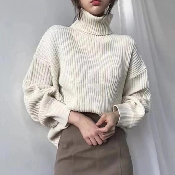 Parfait Élégance™ | LUXE PULL À COL ROULÉ ET À MANCHES BALLON