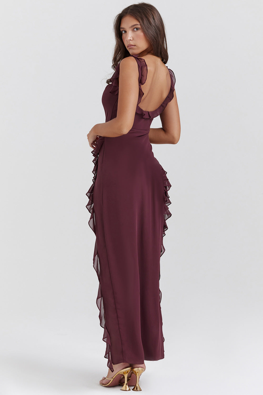 Amira Robe Longue – Prune Foncé