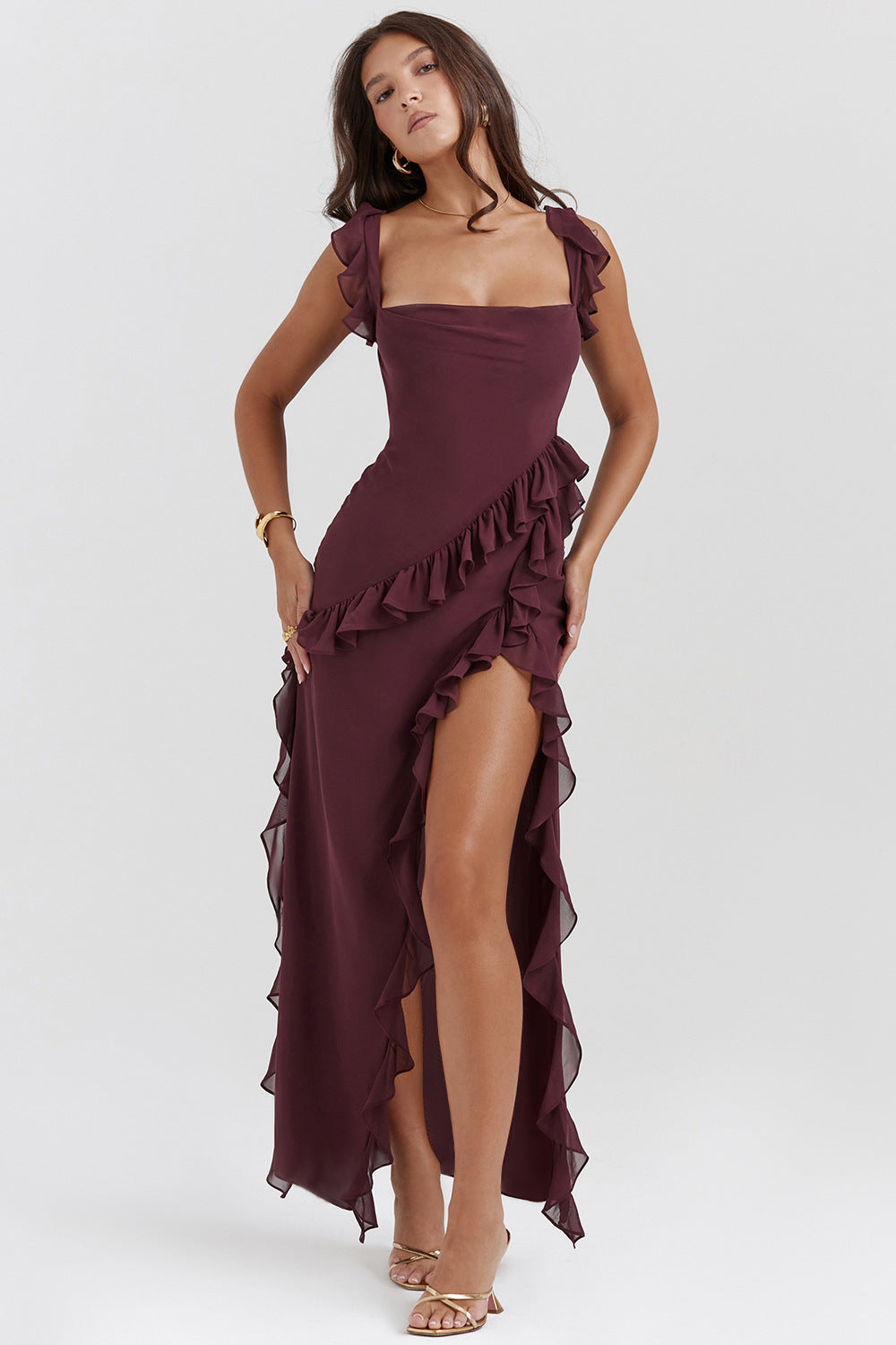 Amira Robe Longue – Prune Foncé