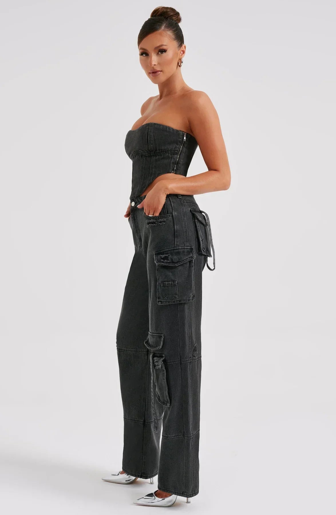 Parfait Élégance™ | ENSEMBLE CORSET EN PANTALON CARGO EN DENIM