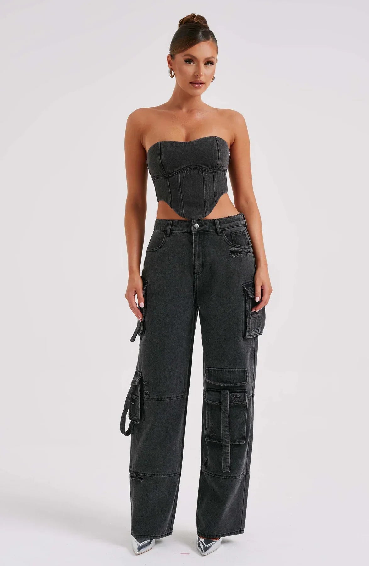 Parfait Élégance™ | ENSEMBLE CORSET EN PANTALON CARGO EN DENIM
