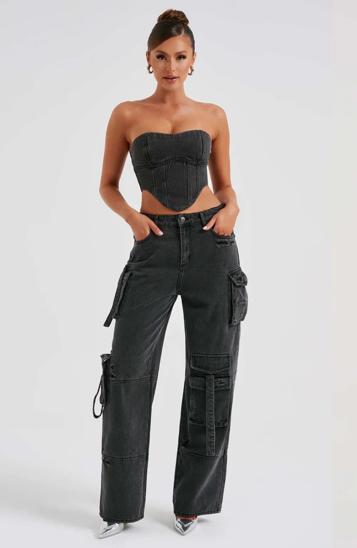 Parfait Élégance™ | ENSEMBLE CORSET EN PANTALON CARGO EN DENIM