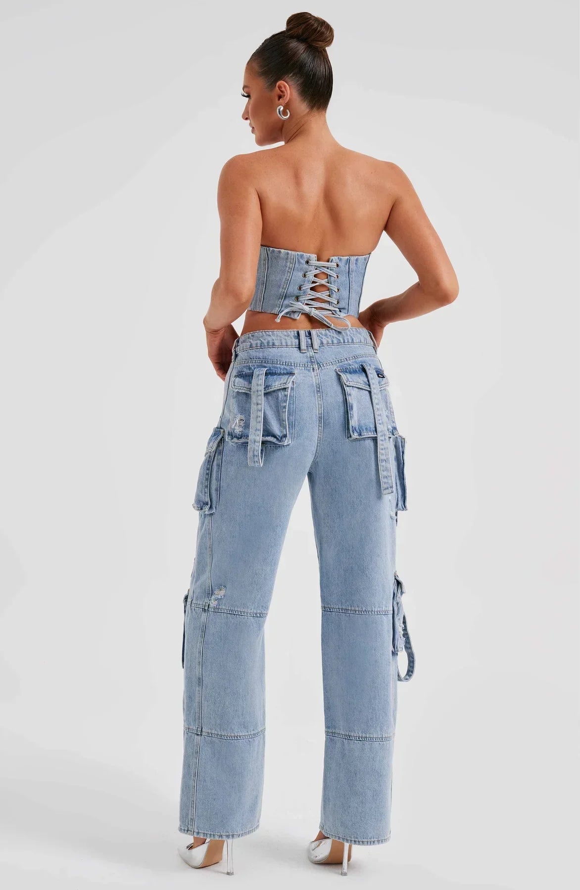 Parfait Élégance™ | ENSEMBLE CORSET EN PANTALON CARGO EN DENIM