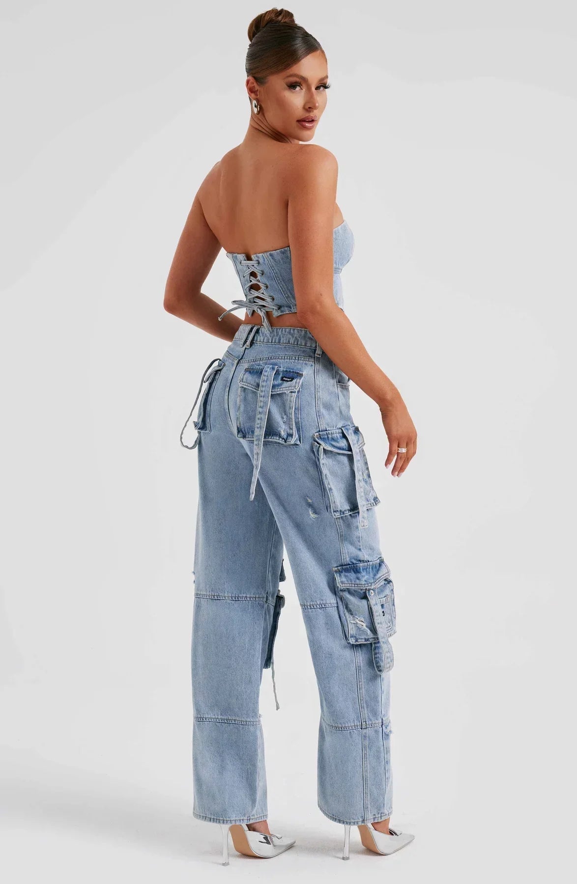 Parfait Élégance™ | ENSEMBLE CORSET EN PANTALON CARGO EN DENIM