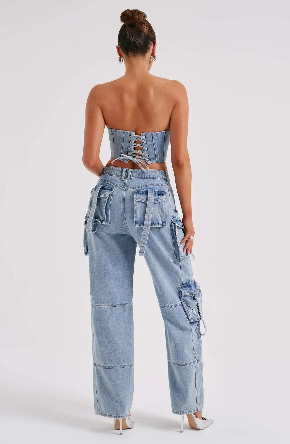 Parfait Élégance™ | ENSEMBLE CORSET EN PANTALON CARGO EN DENIM
