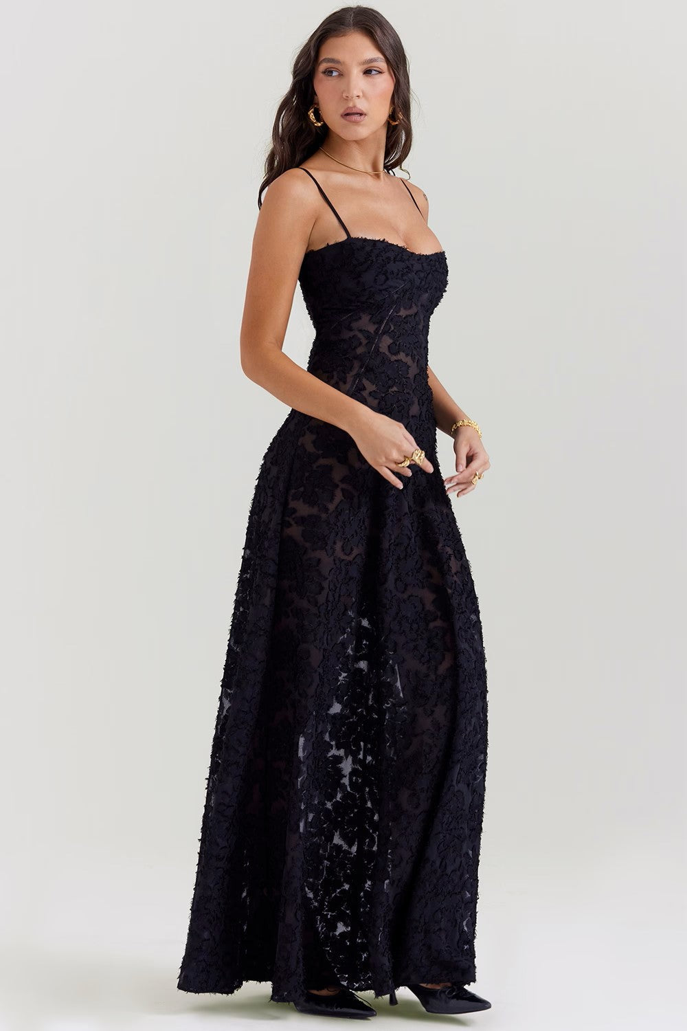 Parfait Élégance™ | ROBE MAXI ROMANTIQUE AVEC DENTELLE FLORALE