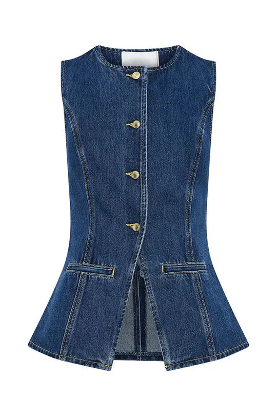 Parfait Élégance™ | VEST EN DENIM À BOUTONNAGE
