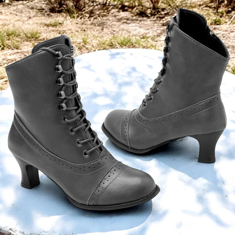 Parfait Élégance™ | BOTTES À LACETS MI-TALONS AVEC FERMETURE ÉCLAIR