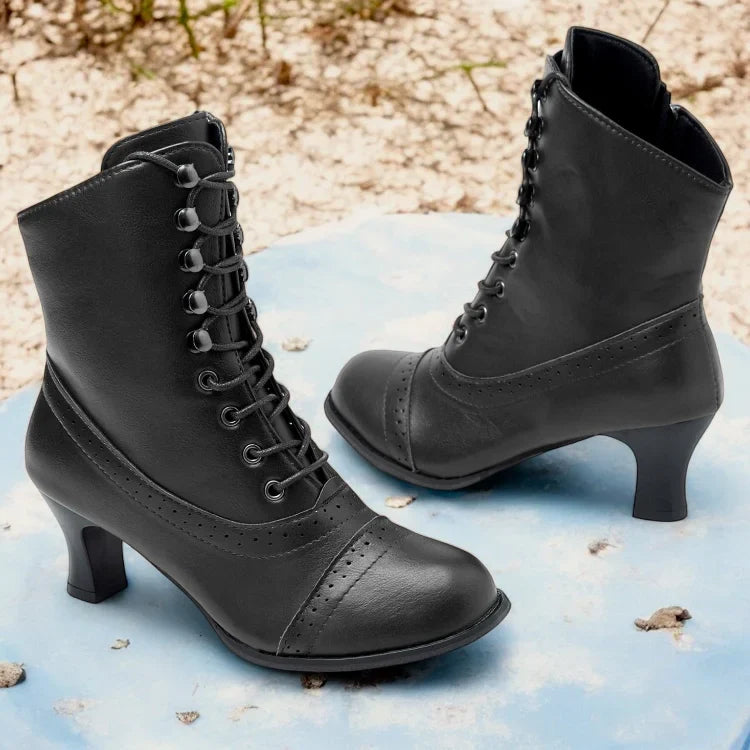 Parfait Élégance™ | BOTTES À LACETS MI-TALONS AVEC FERMETURE ÉCLAIR