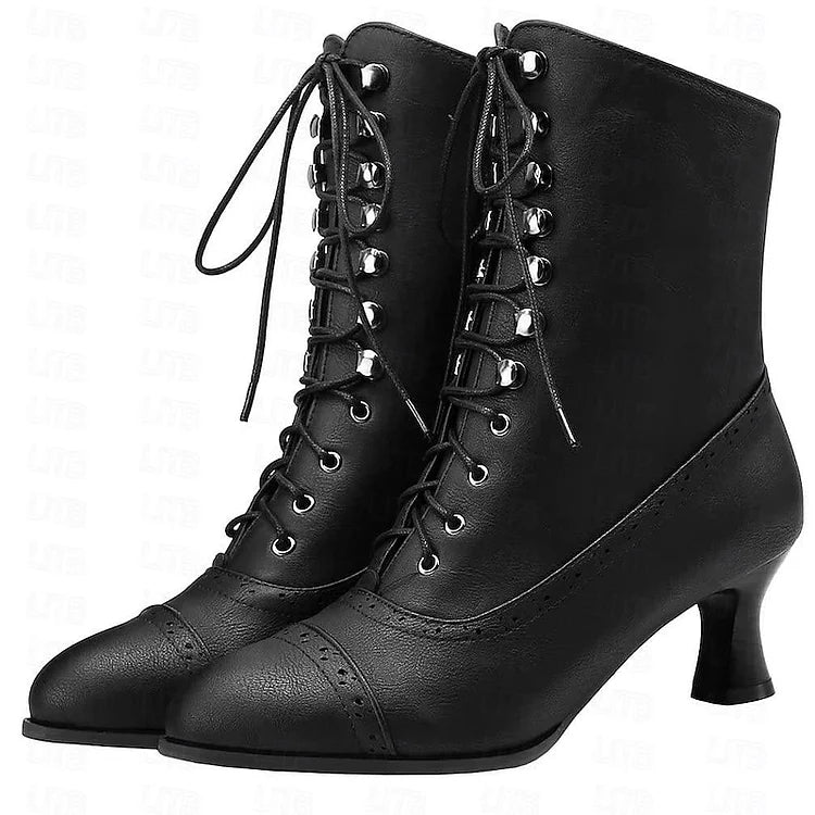 Parfait Élégance™ | BOTTES À LACETS MI-TALONS AVEC FERMETURE ÉCLAIR