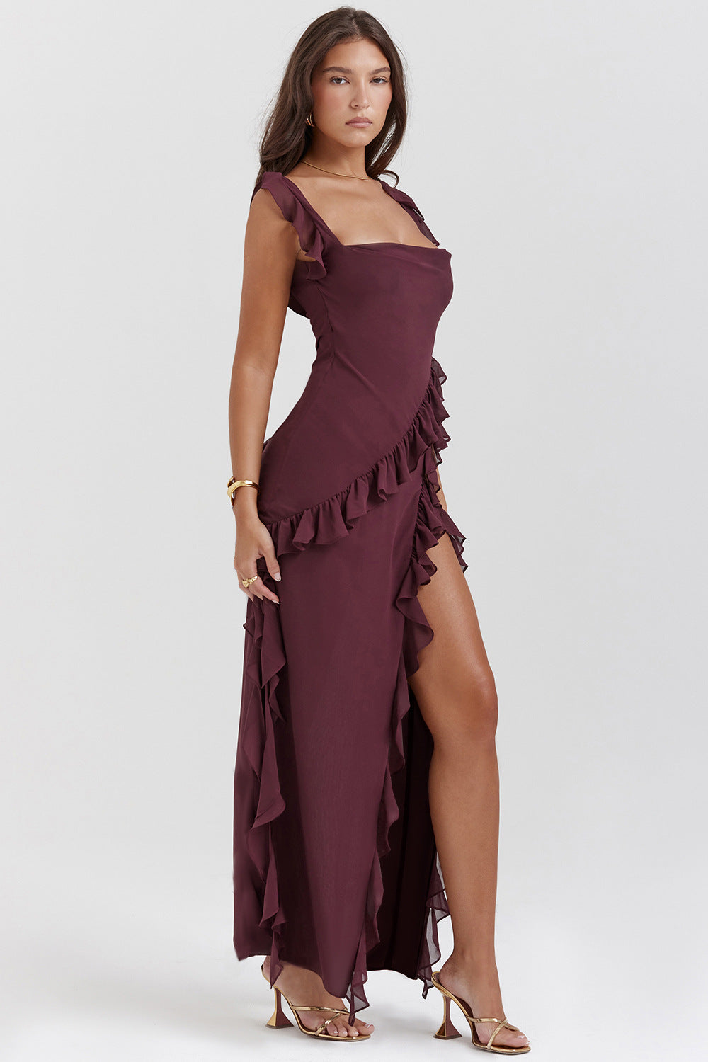 Amira Robe Longue – Prune Foncé