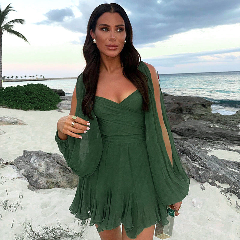 Ariane™ | Robe élégante à manches longues et jupe fluide pour femme