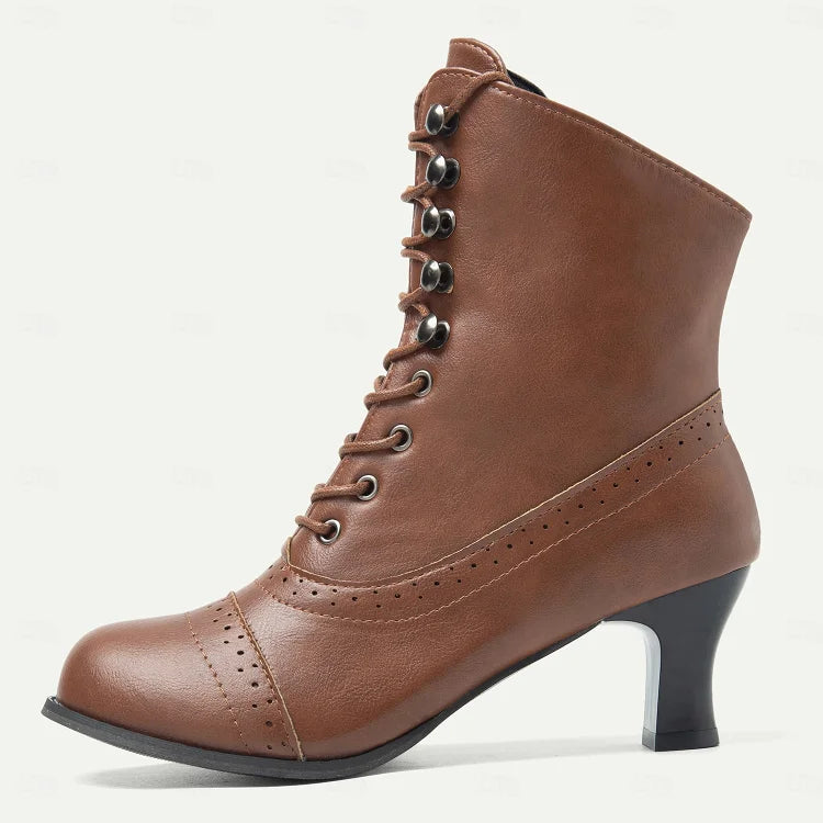 Parfait Élégance™ | BOTTES À LACETS MI-TALONS AVEC FERMETURE ÉCLAIR