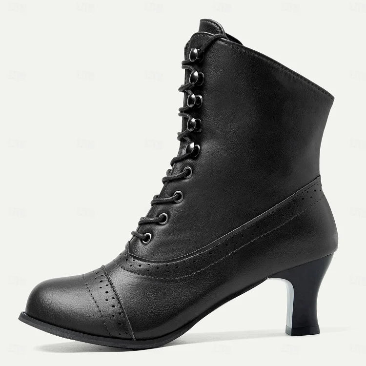 Parfait Élégance™ | BOTTES À LACETS MI-TALONS AVEC FERMETURE ÉCLAIR