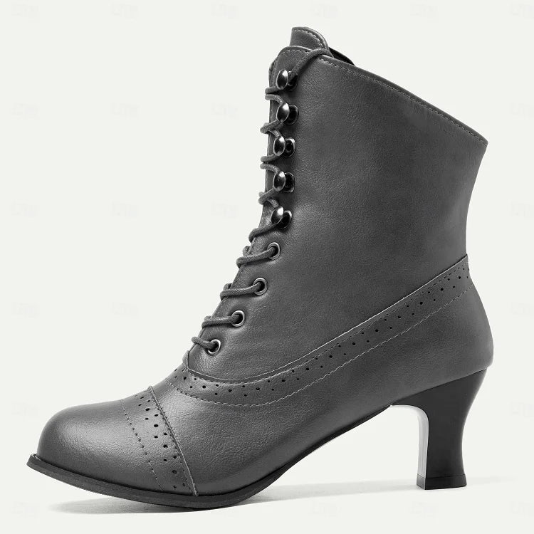 Parfait Élégance™ | BOTTES À LACETS MI-TALONS AVEC FERMETURE ÉCLAIR